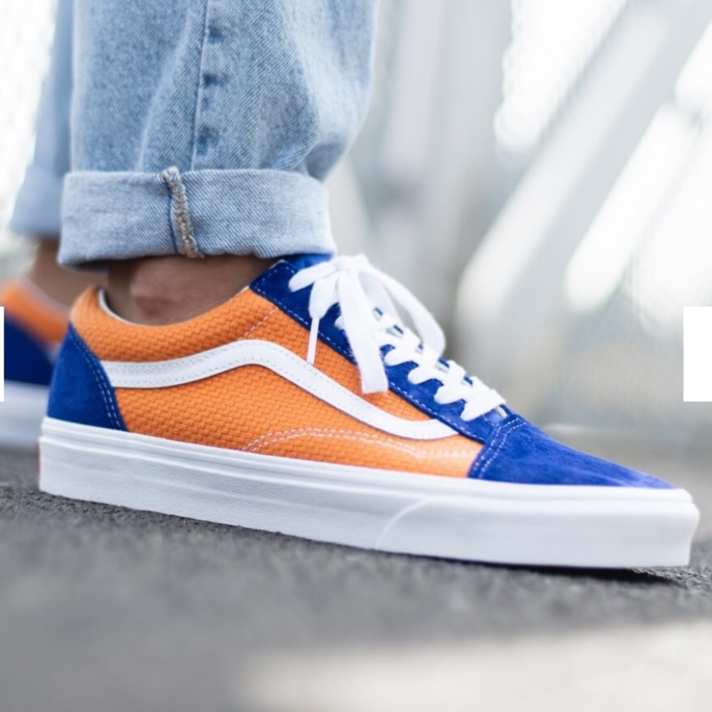 Vans Old Skool P&C Royal Blue Apricot Buff Men’s 6.5 Women’s 8 Leather Lace Up